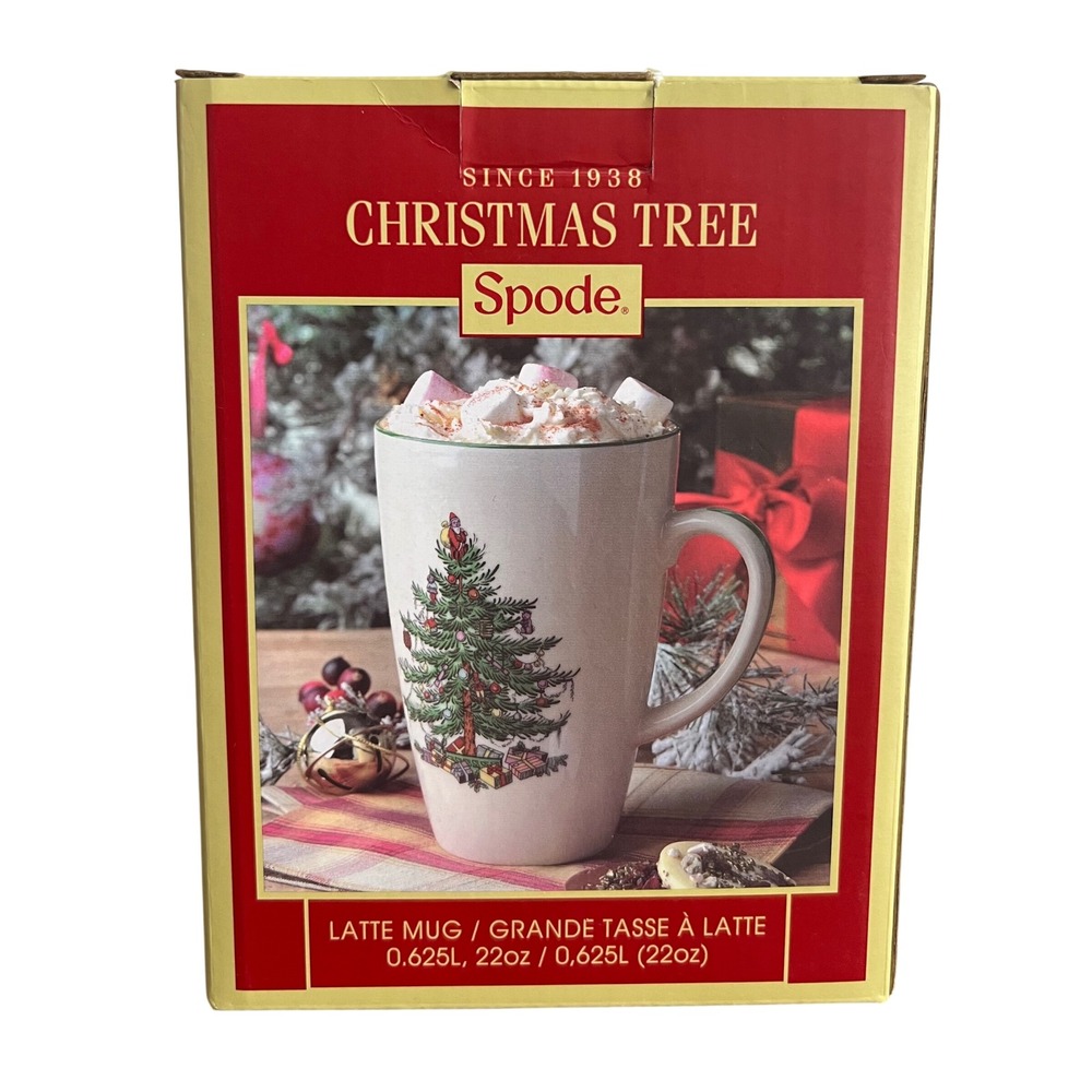 Spode Christmas Tree 22oz Latte Mug Large Ceramic Coffee Cup New in Box